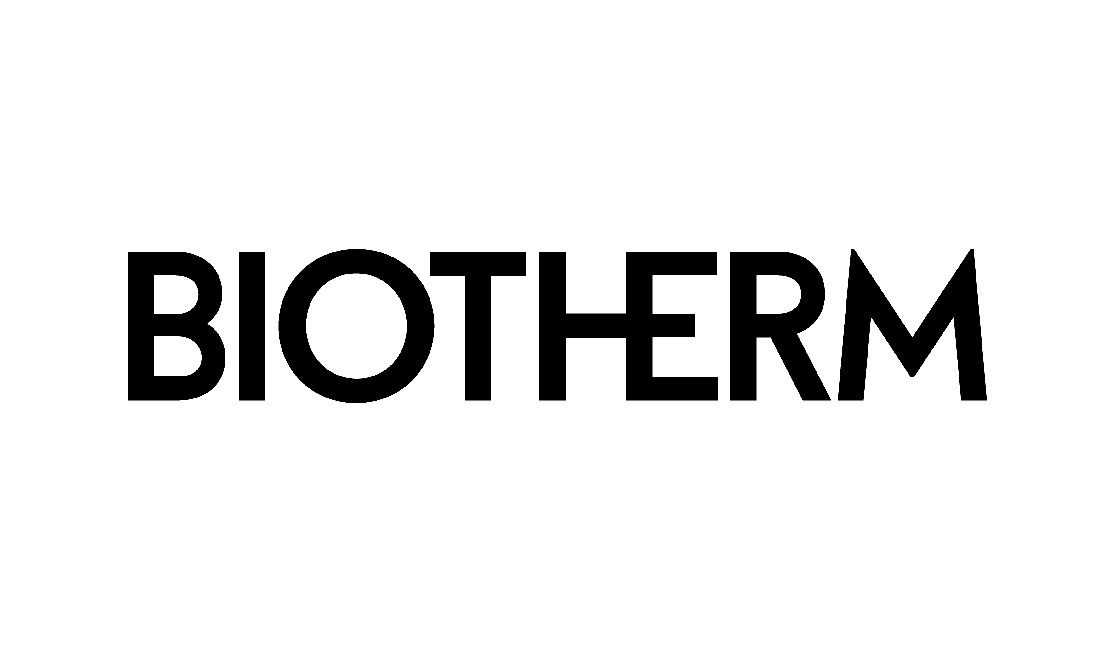 Logo BIOTHERM in lettere maiuscole bianche su sfondo nero.